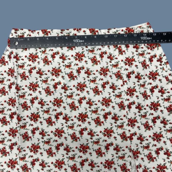 Danielle Bertnstein White & Red Floral Slip Midi Skirt with Side Slit Women - Picture 4 of 8